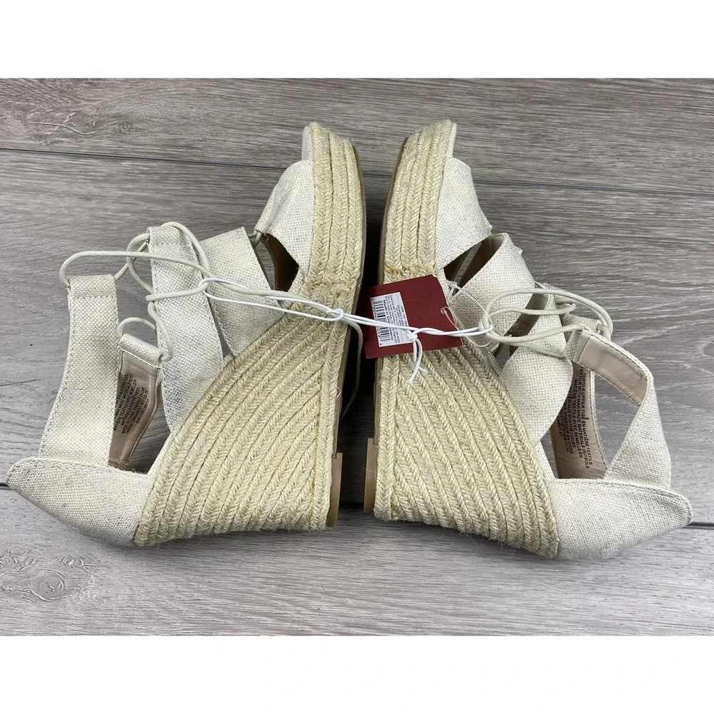 Merona‎ Women's Lace Up Espadrille Wedge Sandals Cream Size 9 New